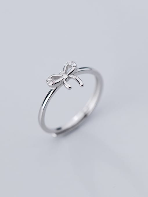 Rosh 925 Sterling Silver Cubic Zirconia Bowknot Cute Band Ring