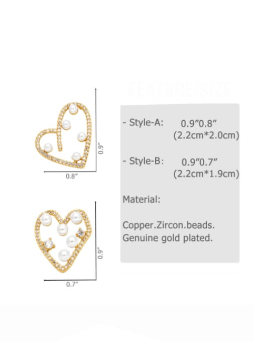 CC Brass Imitation Pearl Heart Minimalist Stud Earring 2