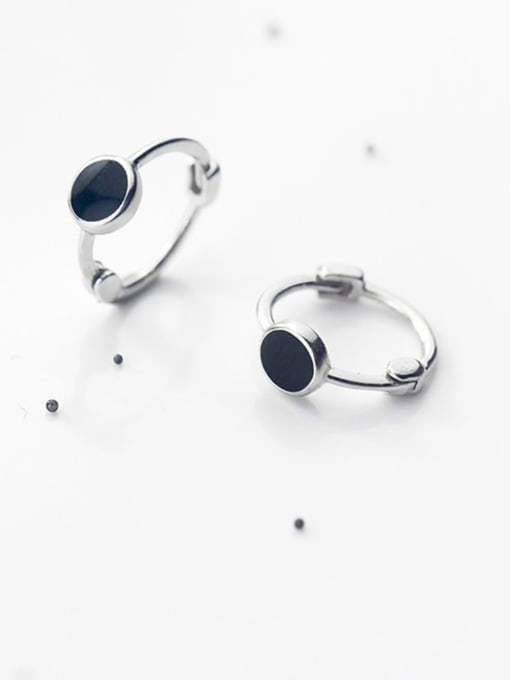 Rosh 925 Sterling Silver Enamel Geometric Minimalist Huggie Earring 2