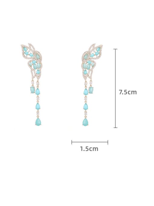 Luxu Brass Cubic Zirconia Butterfly Tassel Luxury Cluster Earring 3
