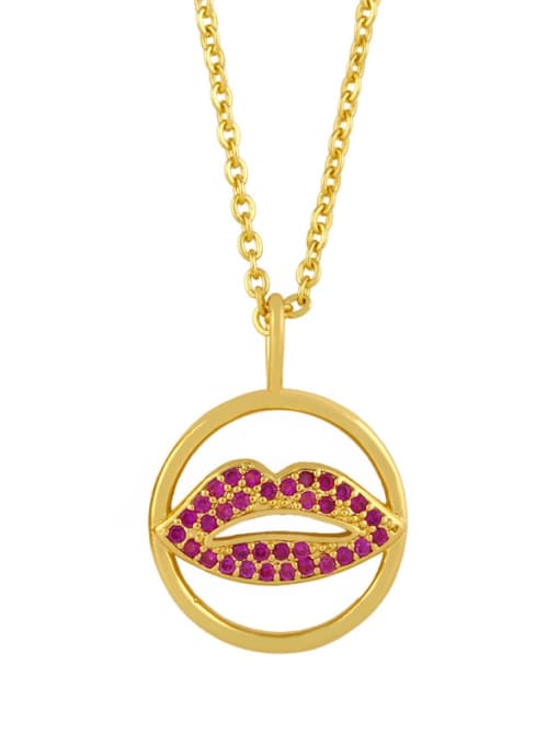 Lips Brass Cubic Zirconia  Vintage Rainbow dog paw lips pendant Necklace