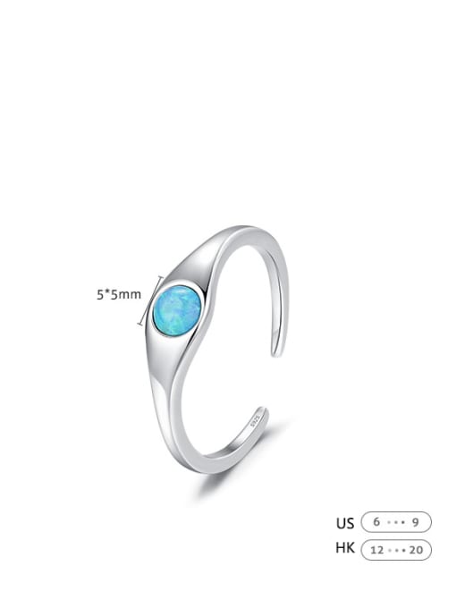 blue 925 Sterling Silver Cubic Zirconia Geometric Dainty Band Ring