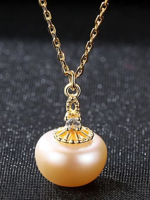 Pink 6g03 925 Sterling Silver Freshwater Pearl Pendant Necklace