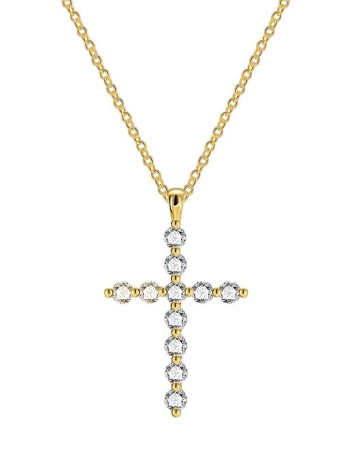 Gold Cross Zircon Pendant Brass Cubic Zirconia Cross Minimalist Regligious Necklace