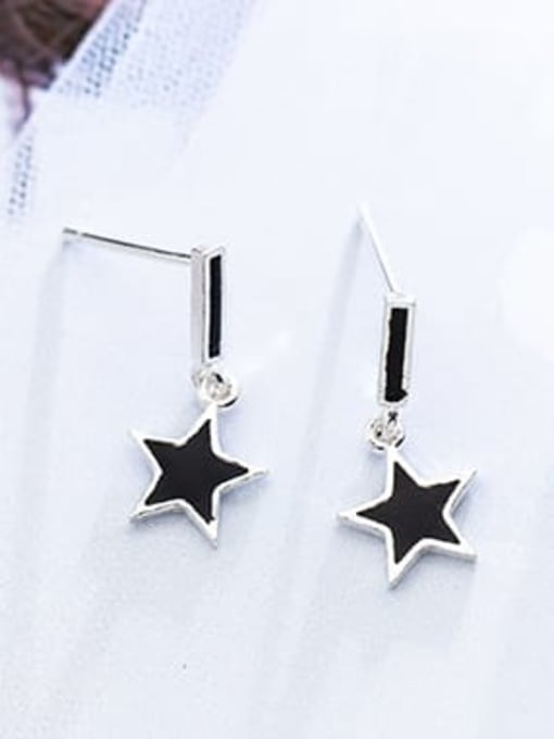 Rosh 925 Sterling Silver Black Enamel Star Minimalist Stud Earring 2