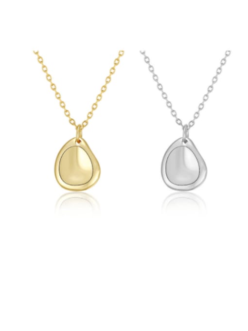 Boomer Cat 925 Sterling Silver With Gold Plated Simplistic Oval Necklaces 0