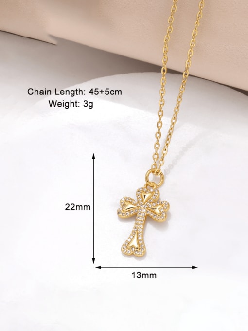 D Brass Cubic Zirconia Cross Hip Hop Regligious Necklace