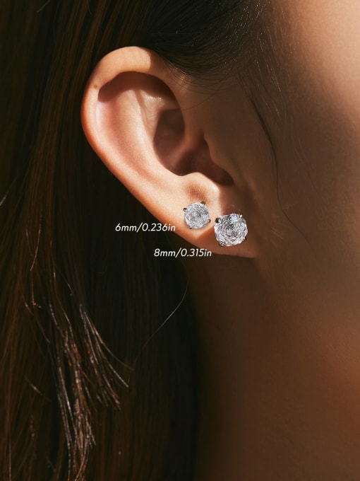 MODN 925 Sterling Silver Cubic Zirconia Flower Dainty Stud Earring 1