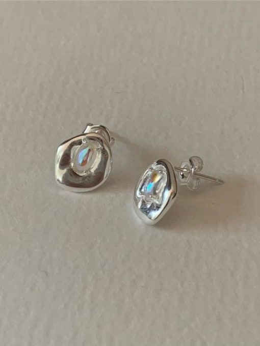 Boomer Cat 925 Sterling Silver Irregular Vintage Stud Earring 0