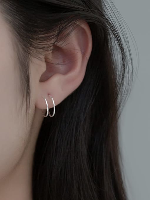 Rosh 925 Sterling Silver Geometric Line Minimalist Clip Earring 1