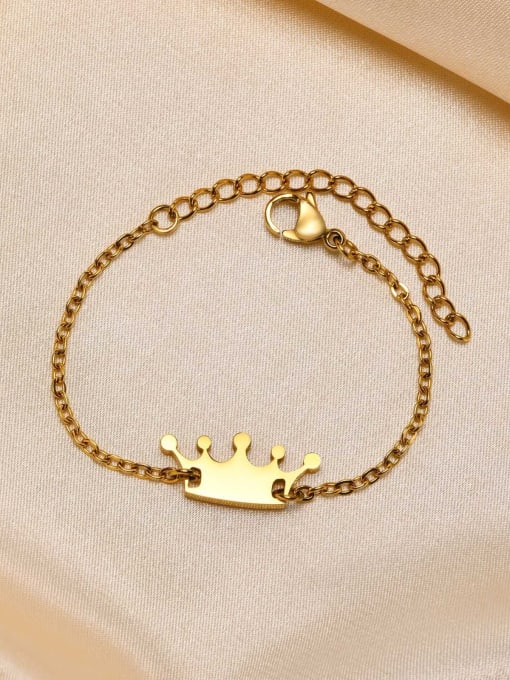 LI MUMU Stainless steel Crown Minimalist Link Bracelet 3