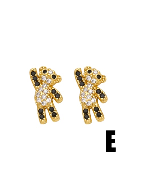 E Brass Cubic Zirconia Animal Cute Stud Earring