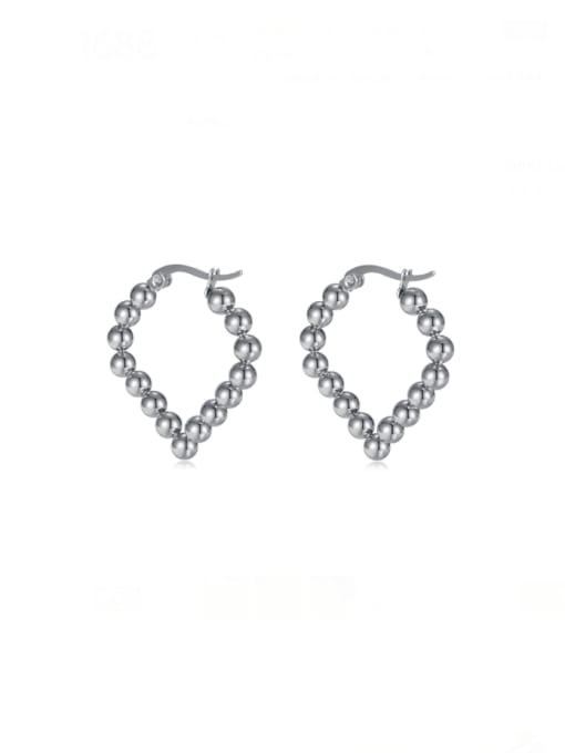 GE879 steel earrings steel color Stainless steel Bead Geometric Hip Hop Huggie Earring