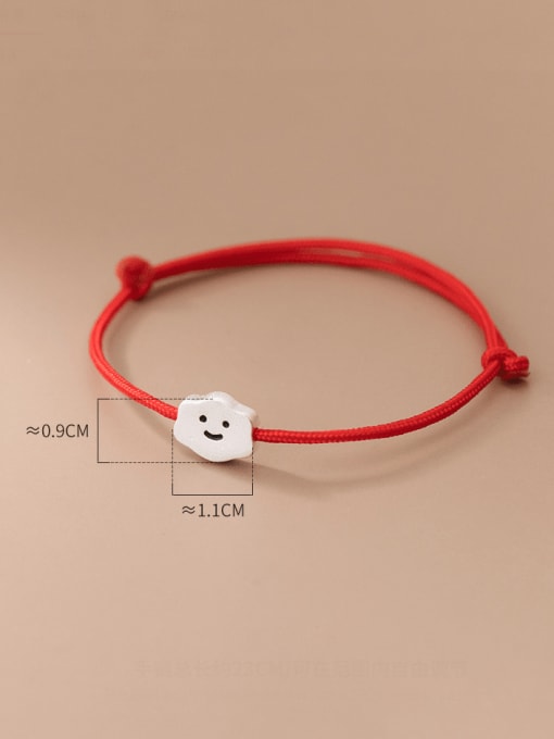 Rosh 925 Sterling Silver Cloud Minimalist Adjustable Red Rope Bracelet 1