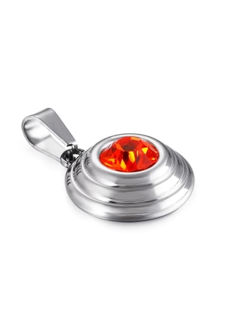 Red Stainless Steel Round Glass Stone Multi Color Minimalist Pendant