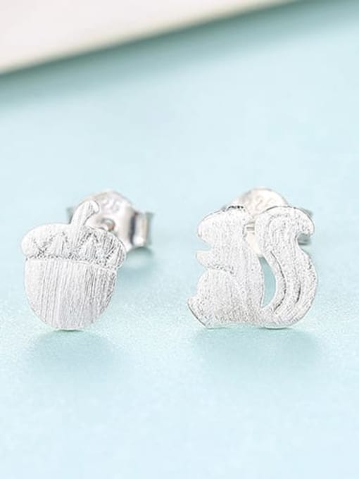 17H07 925 Sterling Silver minimalist fashion cute creative animal squirrel study Earring