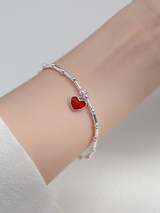 Rosh 925 Sterling Silver Enamel Heart Minimalist Bracelet 1
