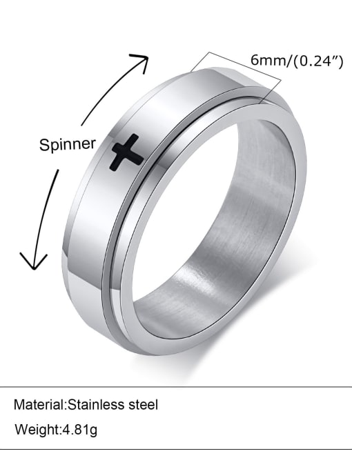 Face width 6mm steel corrosion cross Stainless steel Geometric Cross Minimalist Band Ring