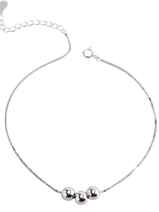 XBOX 925 Sterling Silver Round Minimalist  Bead Anklet 0