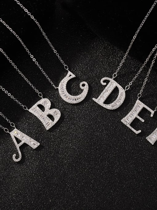 Boomer Cat 925 Sterling Silver Cubic Zirconia  Letter Dainty Initials Necklace 2
