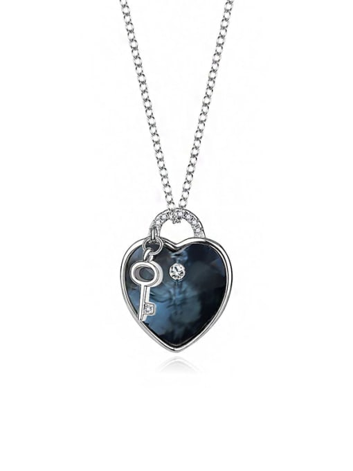 JYXZ 053 (denim) 925 Sterling Silver Austrian Crystal Heart Classic Necklace