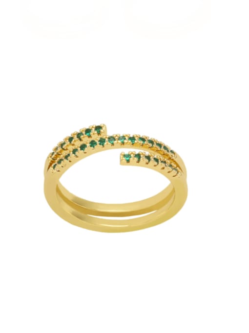 green Brass Cubic Zirconia Irregular Trend Stackable Ring