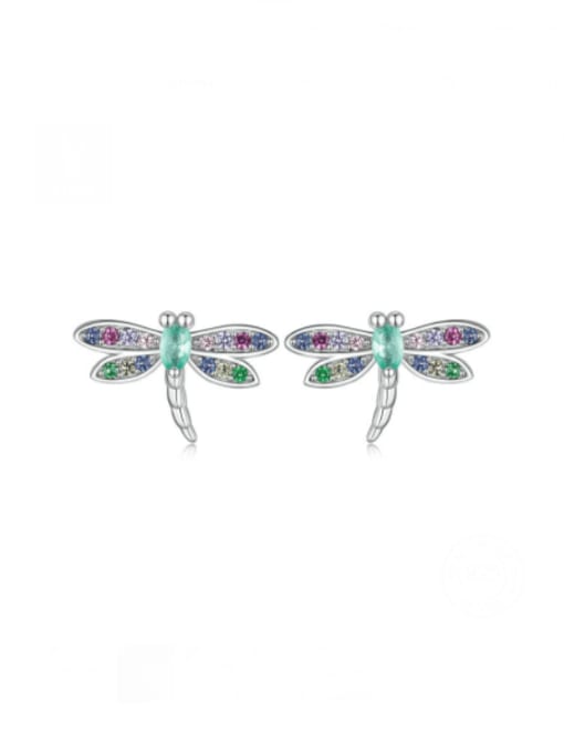 Jare 925 Sterling Silver Cubic Zirconia Dragonfly Cute Stud Earring 0