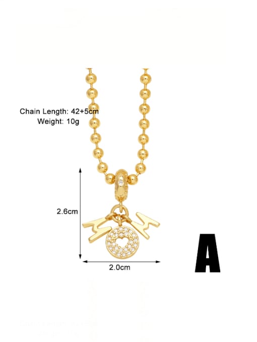 q11 a Brass Cubic Zirconia Letter Trend Beaded Necklace