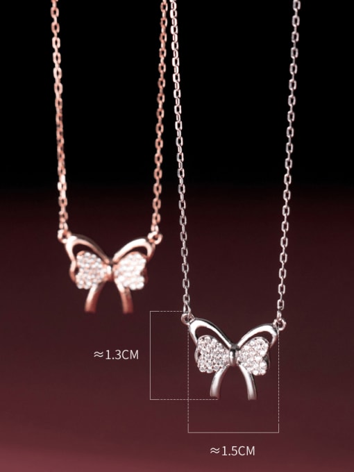 Rosh 925 Sterling Silver Cubic Zirconia Butterfly Minimalist Necklace 3