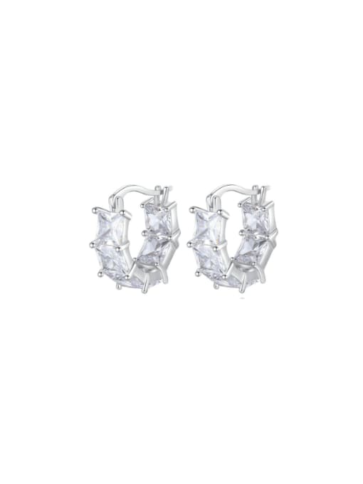 E23063001 Brass Cubic Zirconia Geometric Luxury Huggie Earring