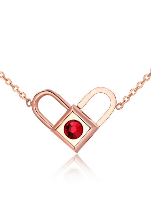 Open Sky Titanium Rhinestone Heart Minimalist Necklace