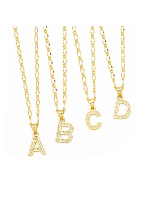 CC Brass Cubic Zirconia Letter Hip Hop Necklace 0
