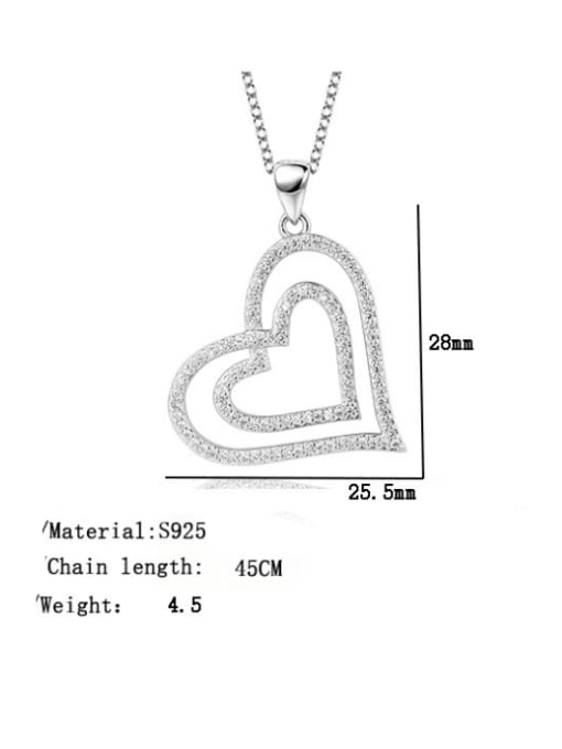 YJXZ 050 (Platinum) 925 Sterling Silver Cubic Zirconia Heart Minimalist Necklace