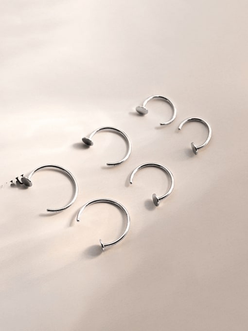 BeiFei Minimalism Silver 925 Sterling Silver Geometric Minimalist Hook Earring 2