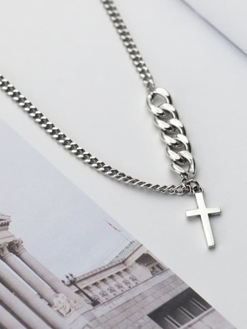 Rosh 925 Sterling Silver Cross Vintage Hollow Chain Necklace 3