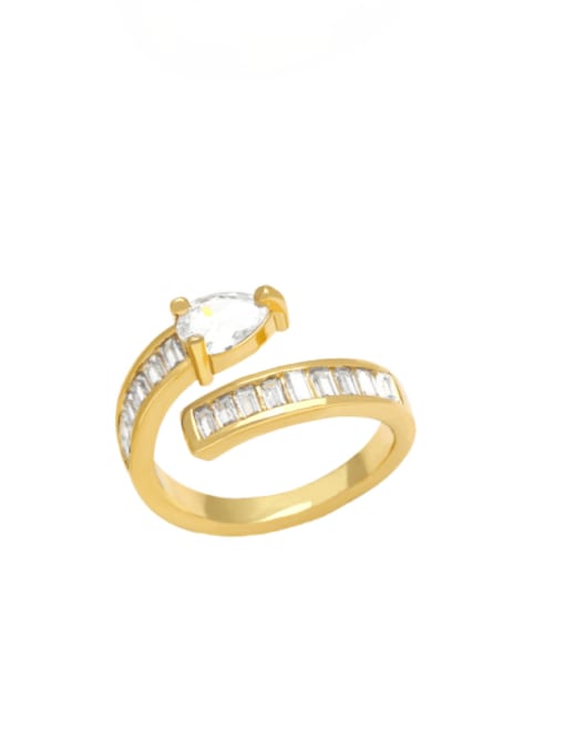 white Brass Cubic Zirconia Geometric Minimalist Stackable Ring