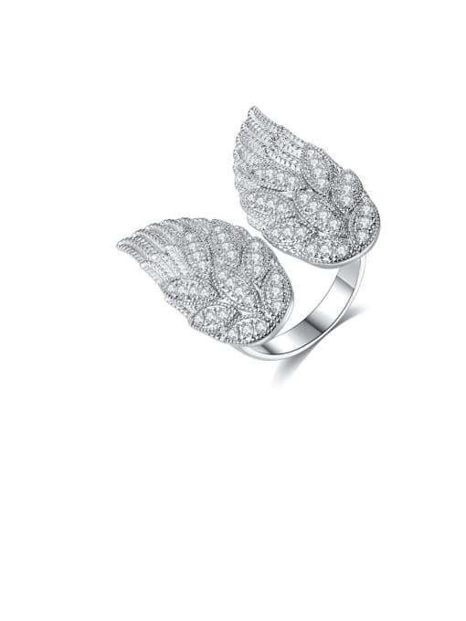 BLING SU Copper Cubic Zirconia Butterfly Dainty Ring 0