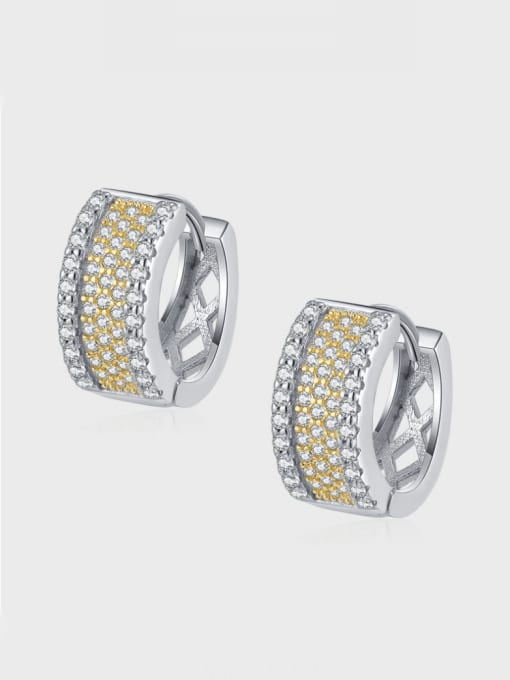 KDP-Silver 925 Sterling Silver Cubic Zirconia Geometric Minimalist Huggie Earring 4