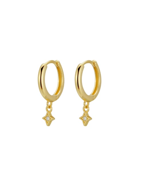 Gold star earrings 925 Sterling Silver Cubic Zirconia Hexagon Trend Huggie Earring