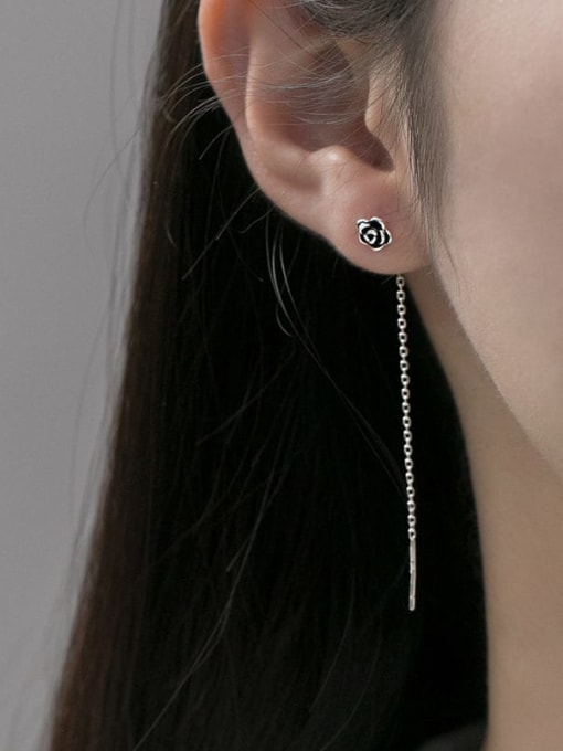 Rosh 925 Sterling Silver Flower Cute Threader Earring 1