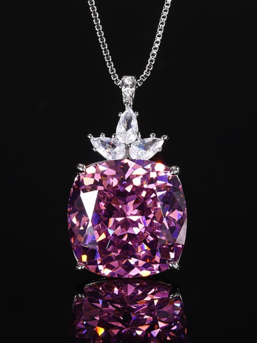 Bird's Nest Cut Dried Rose Pendant Brass Cubic Zirconia Geometric Luxury Necklace