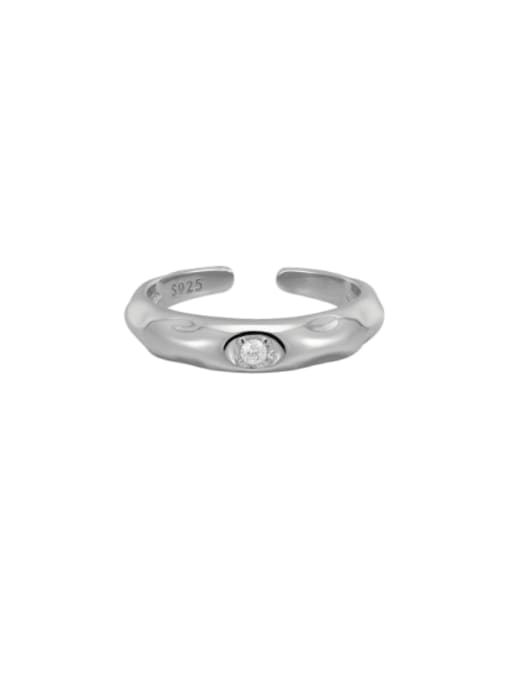 White gold diamond textured ring 925 Sterling Silver Cubic Zirconia Irregular Minimalist Band Ring