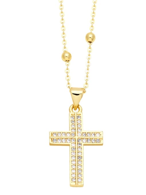 C Brass Cubic Zirconia Cross Hip Hop Regligious Necklace