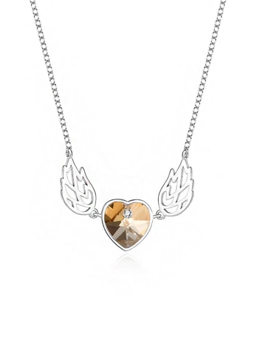 JYXZ 036 (coffee) 925 Sterling Silver Austrian Crystal Wing Classic Necklace