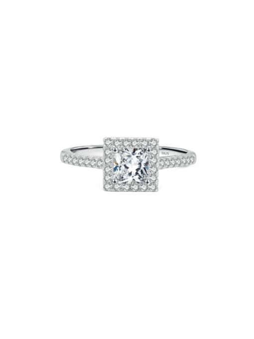 MODN 925 Sterling Silver Cubic Zirconia Square Minimalist Band Ring