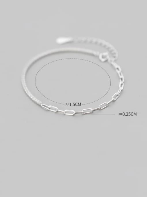 Rosh 925 Sterling Silver Cubic Zirconia Geometric Dainty Link Bracelet 3