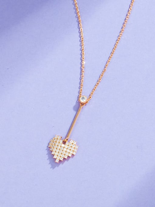 XP Alloy Cubic Zirconia Heart Dainty Lariat Necklace 2