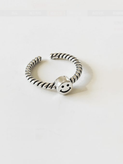 Boomer Cat Sterling Silver retro-style smile free size ring 0