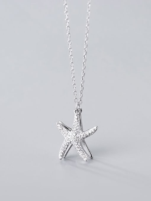Rosh 925 Sterling Silver Cubic Zirconia r Minimalist Starfish Pendant Necklace 3