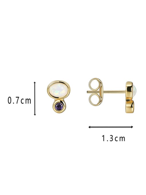CHARME Brass Opal Geometric Cute Stud Earring 2